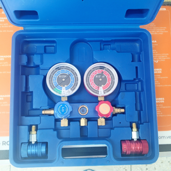Juego Manometro Completo Con Mangueras Y Acoples Para Gas Automotriz R1234yf - Imagen 4