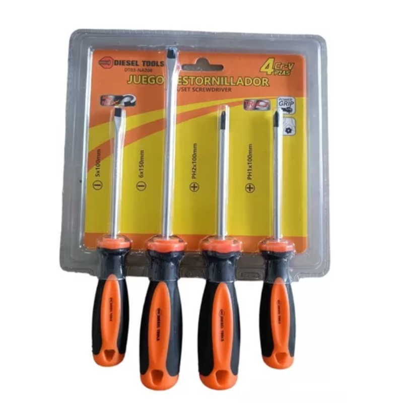 Juego de destornilladores 4 piezas marca Diesel Tools DT03-NA208
