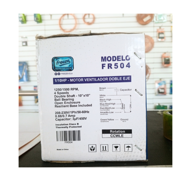 MOTOR VENTILADOR DOBLE EJE 1/10HP MODELO FR504 - Imagen 3