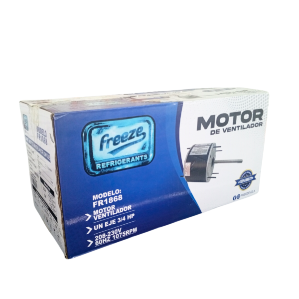 MOTOR VENTILADOR UN EJE 3/4HP  MODELO FR1868 MARCA FREEZE - Imagen 3