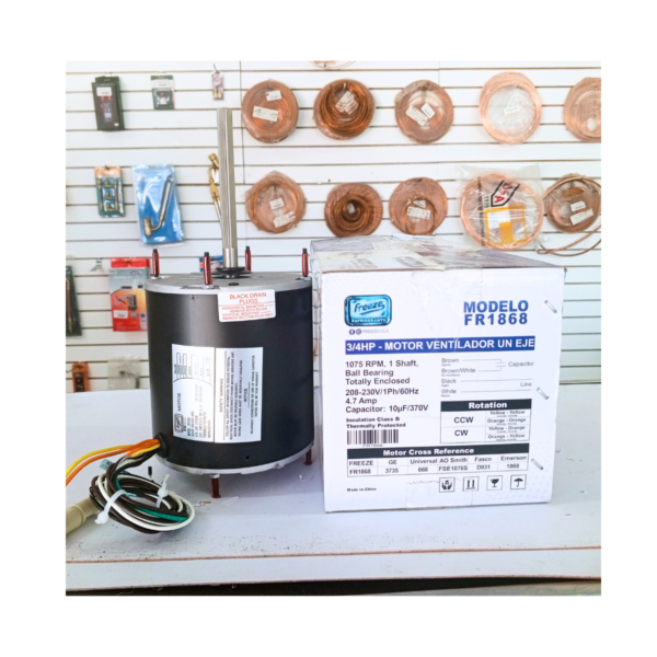 MOTOR VENTILADOR UN EJE 3/4HP  MODELO FR1868 MARCA FREEZE - Imagen 4
