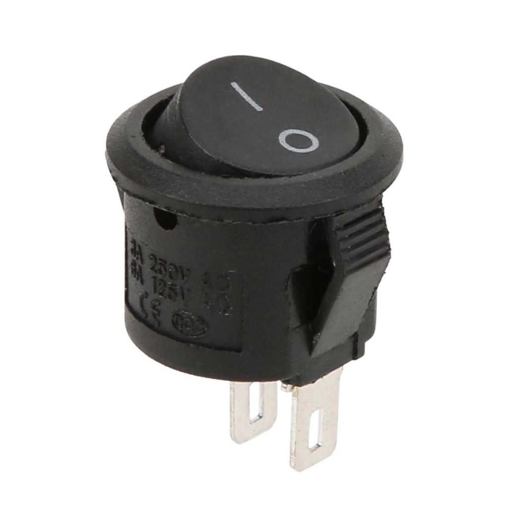 SWITCH REDONDO PEQUENO 125V 6A ON-OFF 2 PINES NEGRO KCD11