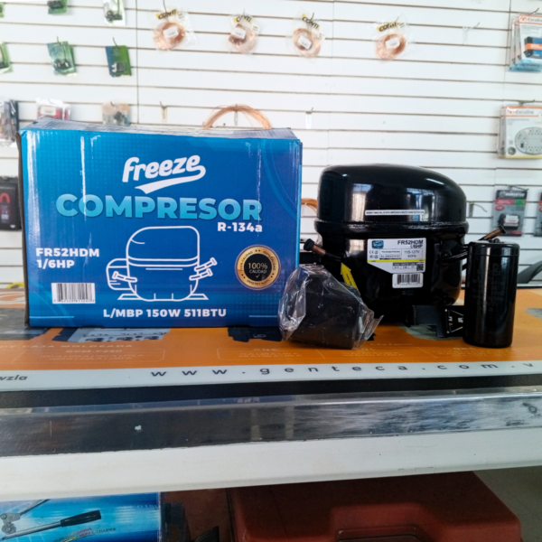 COMPRESOR MARCA FREEZE 1/6HP R134A, 110V/60HZ, L/MBP 150W 511BTU FR52HDM RF25C0811AG - Imagen 3