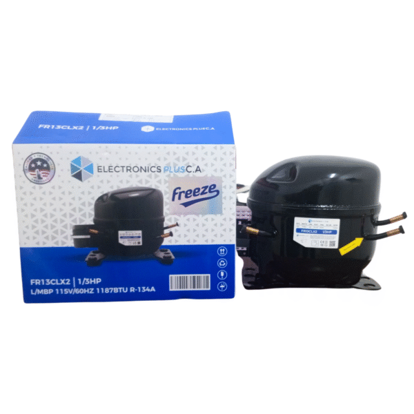 COMPRESOR NEVERA 1/3HP R134A 110V/60HZ, L/MBP 348W 1187BTU FR13CLX2 MARCA FREEZE - Imagen 2